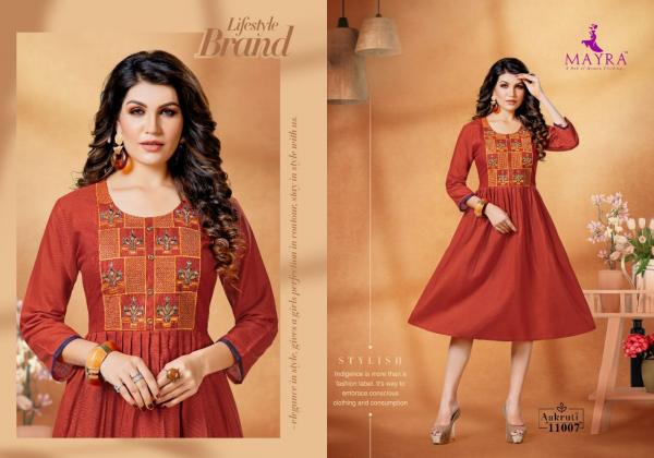 Mayra Aakruti Fancy Cotton Embroidery Kurti 